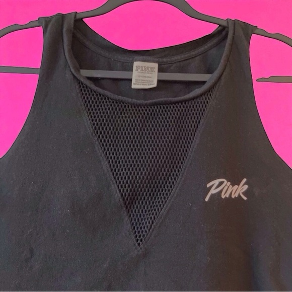 PINK Victoria's Secret Mesh V-Neck Crop Top Tank - Size Large - Picture 2 of 7